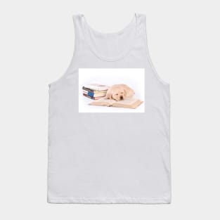 Sleeping labrador puppy with books Tank Top